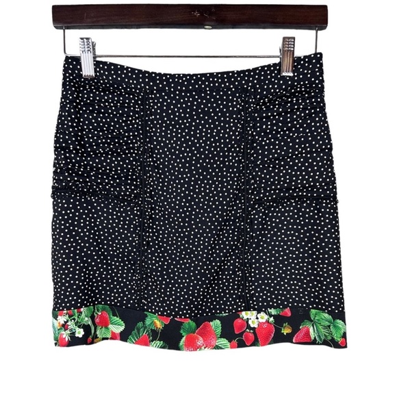 Fleur du Mal Silk Polka Dot Mini Skirt Love Bound Strawberry Print 4 New - Picture 2 of 16